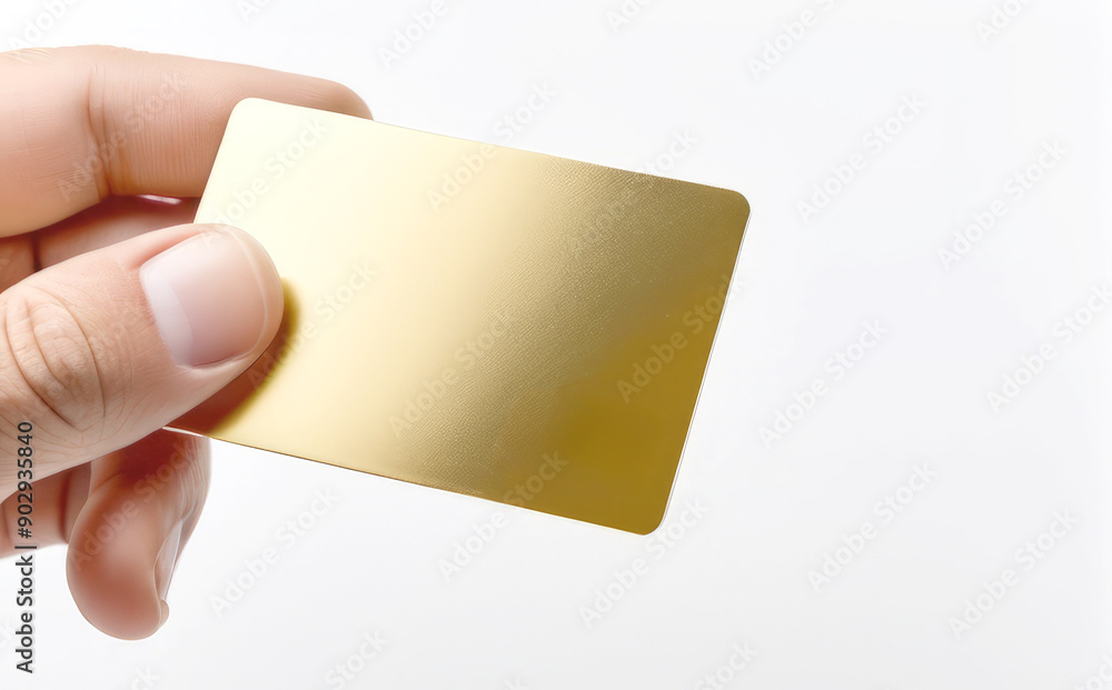Obraz premium in hand is a gold bank card a business card a credit card