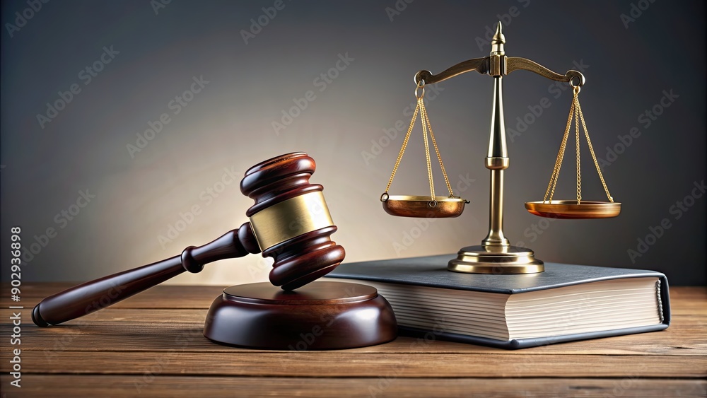 Symbol of justice with a gavel and law book, justice, symbol, gavel, law, book, legal, court, judiciary, balance Symbol of justice with a gavel and law book, justice, symbol, gavel, law, book, legal, court, judiciary, balance