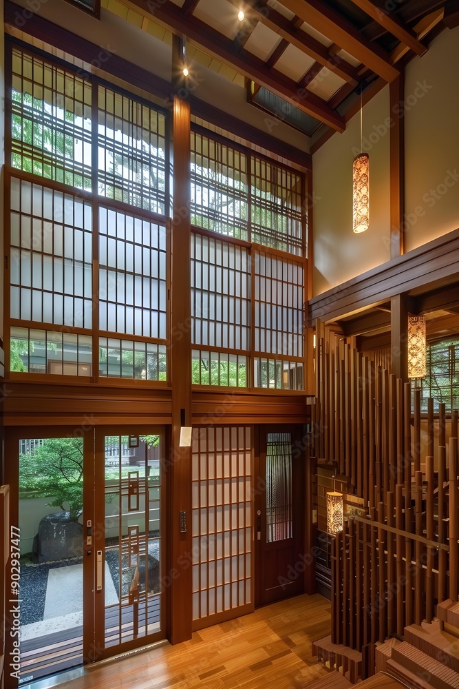 Modern Japanese Home Interior Design with Wooden Lattice Windows and Doors Modern Japanese Home Interior Design with Wooden Lattice Windows and Doors