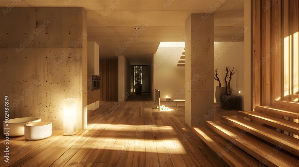 Minimalist Modern Interior Design With Wooden Flooring and Concrete Walls Minimalist Modern Interior Design With Wooden Flooring and Concrete Walls