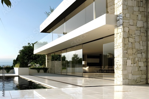 Modern House With Glass Walls And Swimming Pool