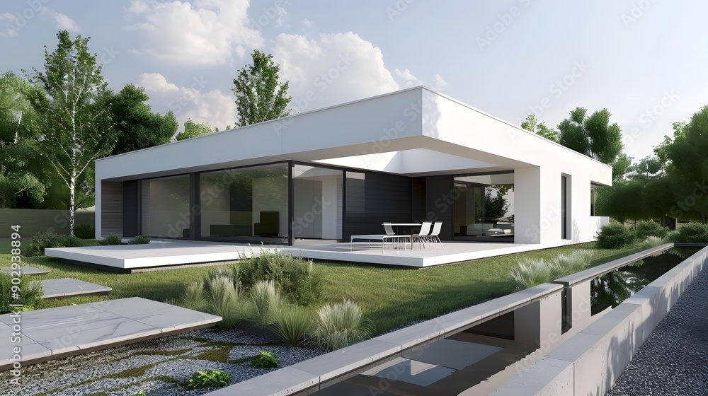 Modern House with Pool and Garden Landscape Design Modern House with Pool and Garden Landscape Design