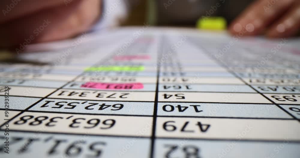 Analyzing numerical data in table using yellow marker Analyzing numerical data in table using yellow marker