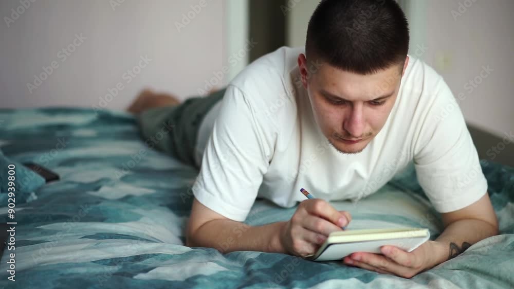 Young European student doing homework on the bed.
The guy at the laptop is preparing for exams at the university.
Student on the bed Young European student doing homework on the bed.
The guy at the laptop is preparing for exams at the university.
Student on the bed