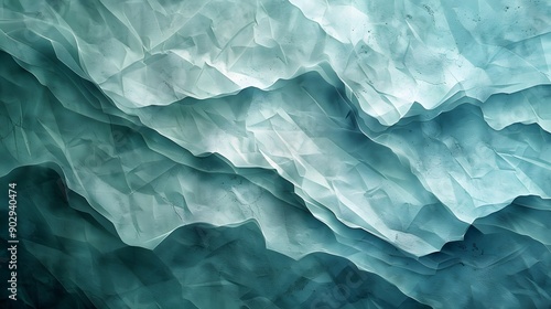 Wallpaper Mural Abstract Waves of Crumpled Paper in Shades of Blue and Teal Torontodigital.ca
