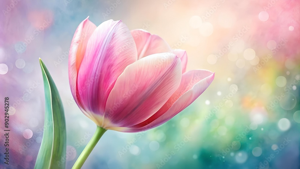 A Gentle Blush: Watercolor Tulip with Delicate Petals AI generated A Gentle Blush: Watercolor Tulip with Delicate Petals AI generated