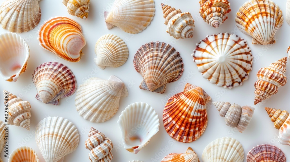 Mixed colorful sea shells as background Mixed colorful sea shells as background