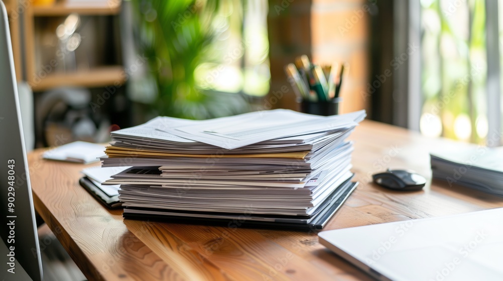 Una scrivania in disordine con pile di libri, carte e documenti, che riflette un ambiente di studio o lavoro intenso e disorganizzato. Perfetto per illustrare caos e produttività. Una scrivania in disordine con pile di libri, carte e documenti, che riflette un ambiente di studio o lavoro intenso e disorganizzato. Perfetto per illustrare caos e produttività.