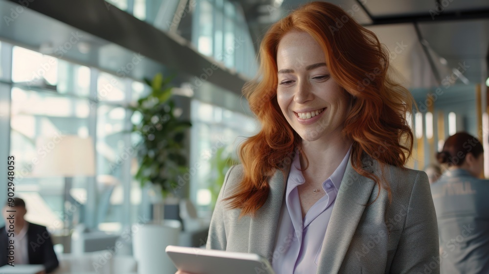 The smiling redheaded businesswoman The smiling redheaded businesswoman