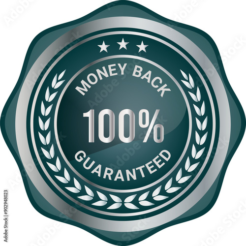 100% Money Back Guaranteed badges, symbol, icon. Money back guarantee logo