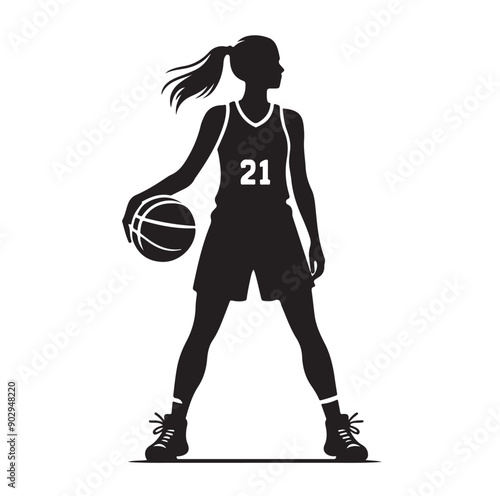 A black and white picture of a basketball player with the ball in his hand silhouette  