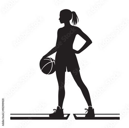 A black and white picture of a basketball player with the ball in his hand silhouette  