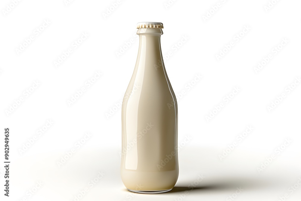 Classic Glass Bottle of Milk on a Minimalist Background Classic Glass Bottle of Milk on a Minimalist Background
