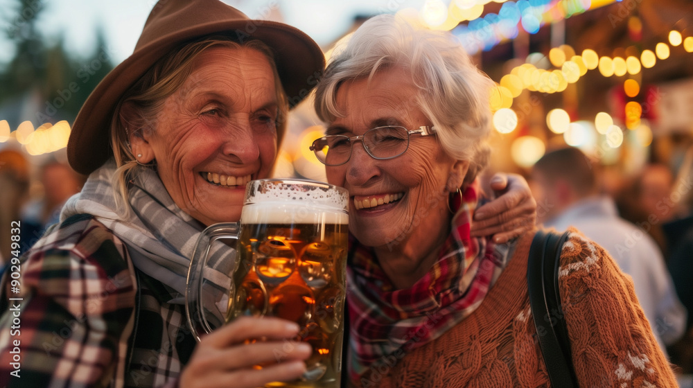stockphoto, elderly happy women having fun on the oktoberfest, drinking a big beer. Senior woman at the october fest in Germany, Münich, enjoying a glass of beer. Happy woman drinking together. stockphoto, elderly happy women having fun on the oktoberfest, drinking a big beer. Senior woman at the october fest in Germany, Münich, enjoying a glass of beer. Happy woman drinking together.