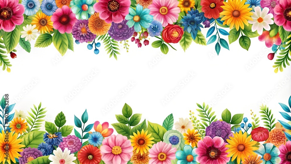 Vibrant Floral Border Banner - Bold and Beautiful AI Generated Vibrant Floral Border Banner - Bold and Beautiful AI Generated