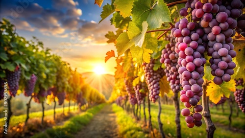 Sun-Kissed Vines: A Tapestry of Golden Grapes  AI generated