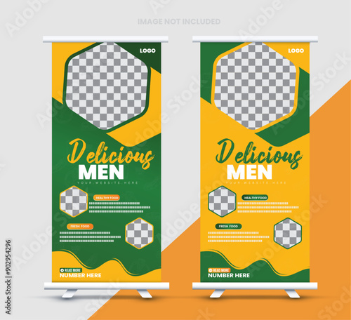 creative food roll up banner template, modern food rollup banner, Food roll up banner design for restaurant. 