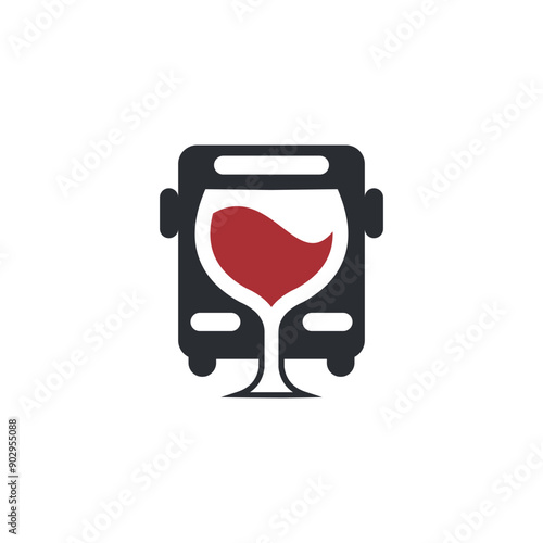 wine bus simple sleek creative geometric modern logo design