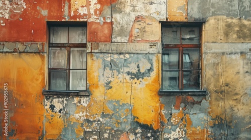 texture colored wall of an old building in a big city, generative ai