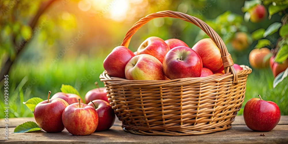 Fresh red apples in a basket, apples, red, fruit, healthy, organic, harvest, farm, agriculture, natural, basket, container Fresh red apples in a basket, apples, red, fruit, healthy, organic, harvest, farm, agriculture, natural, basket, container