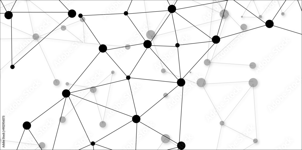 Technology abstract white digital background of connected dot with irregular stock lines. Network Connecting dot polygon background. Concept of Networking technology and futuristic style.