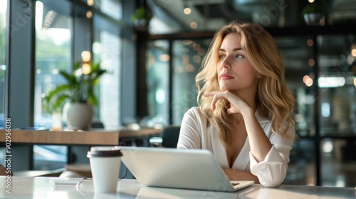 The woman in modern cafe