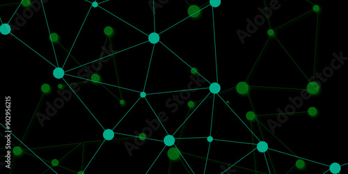 Technology abstract black digital background of connected dot with irregular stock lines. Network Connecting dot polygon background. Concept of Networking technology and futuristic style.