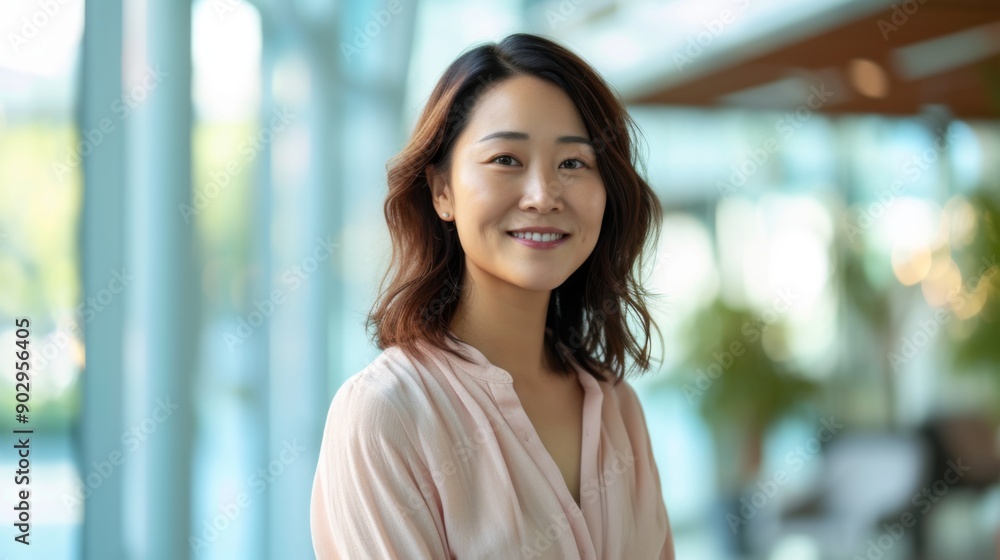 An Asian woman smiling warmly at the camera An Asian woman smiling warmly at the camera