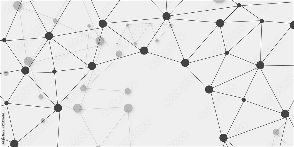 Technology abstract white digital background of connected dot with irregular stock lines. Network Connecting dot polygon background. Concept of Networking technology and futuristic style.