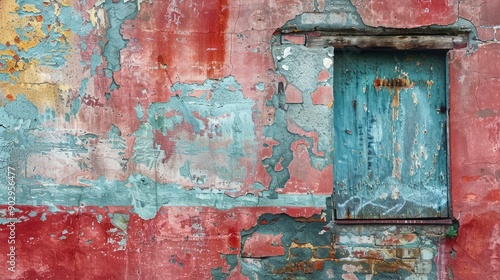 texture colored wall of an old building in a big city, generative ai