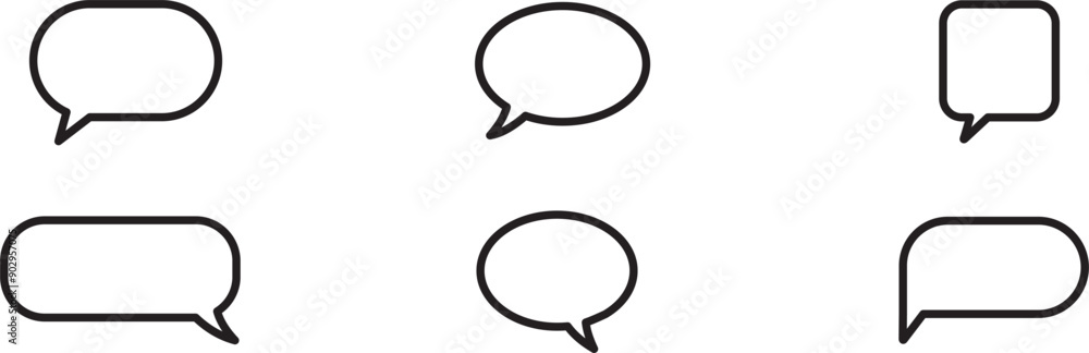 Speech Bubble set. Talk bubble. Cloud speech bubbles collection. Line art. Vector illustration Speech Bubble set. Talk bubble. Cloud speech bubbles collection. Line art. Vector illustration
