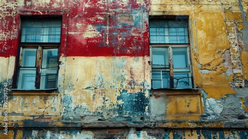 texture colored wall of an old building in a big city, generative ai