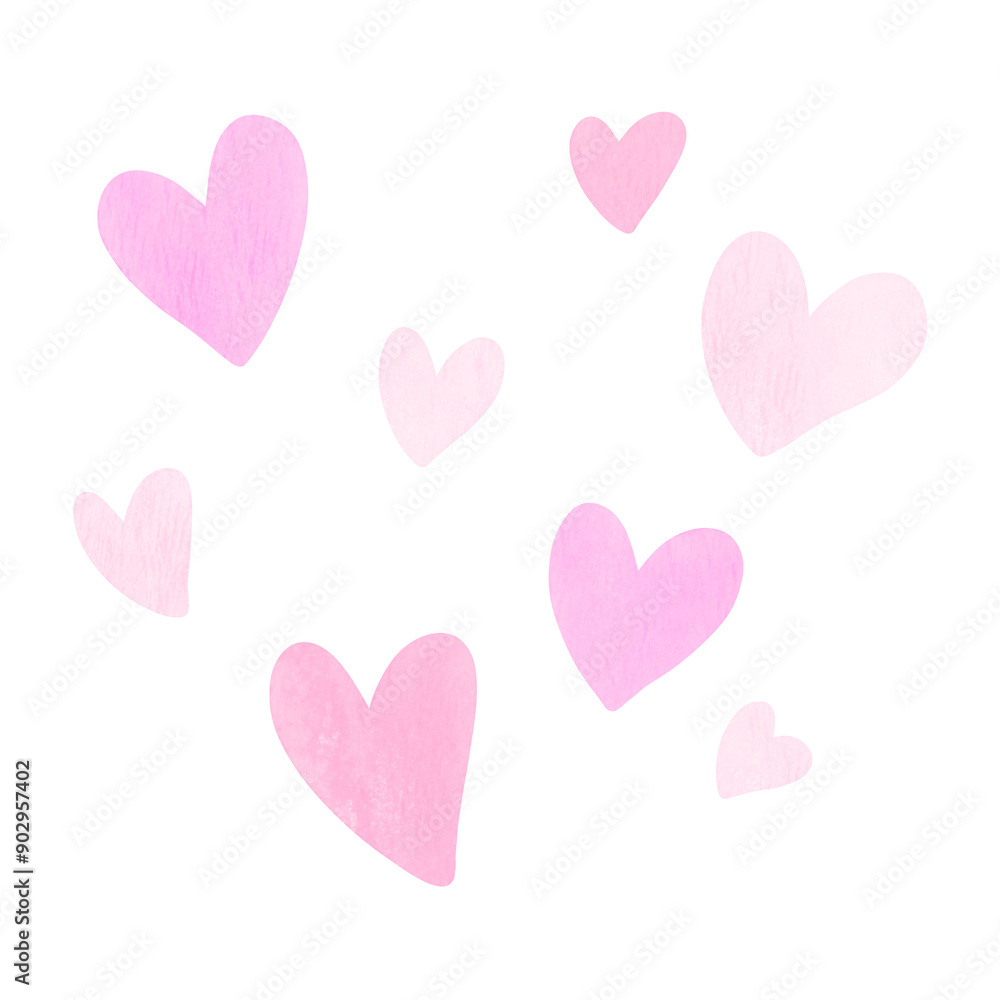 Watercolor Pink Heart line, cute, love, valentine Watercolor Pink Heart line, cute, love, valentine
