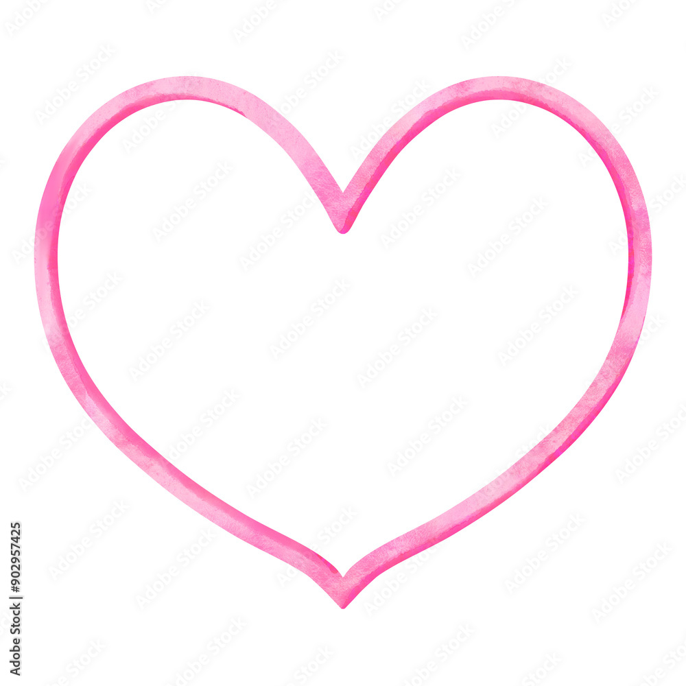 Watercolor Pink Heart line, cute, love, valentine Watercolor Pink Heart line, cute, love, valentine