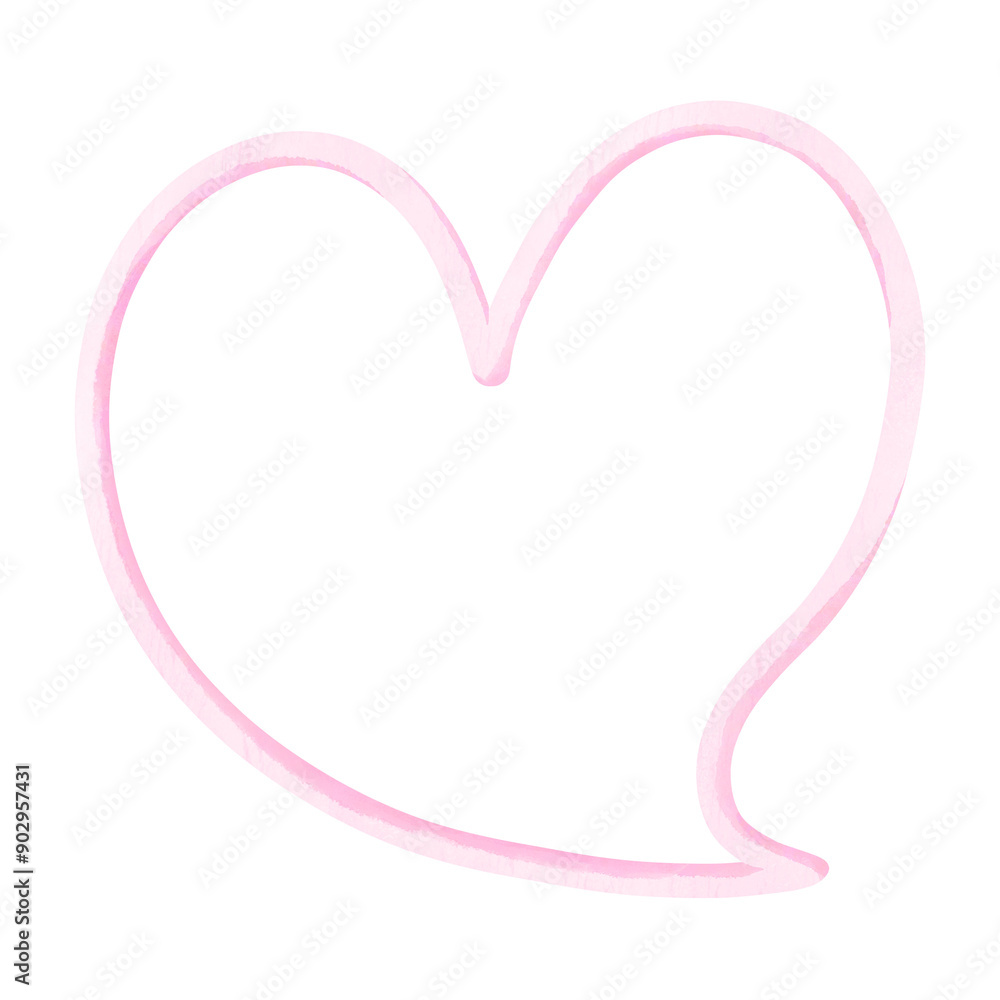 Watercolor Pink Heart line, cute, love, valentine Watercolor Pink Heart line, cute, love, valentine