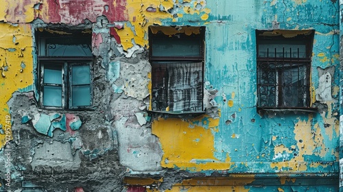 texture colored wall of an old building in a big city, generative ai