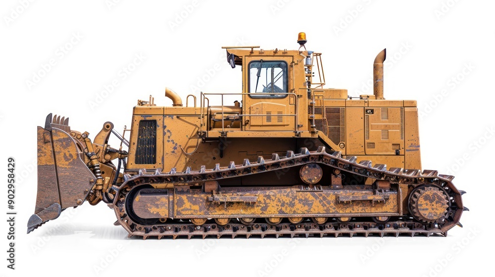 A clean shot of a bulldozer on a white background A clean shot of a bulldozer on a white background