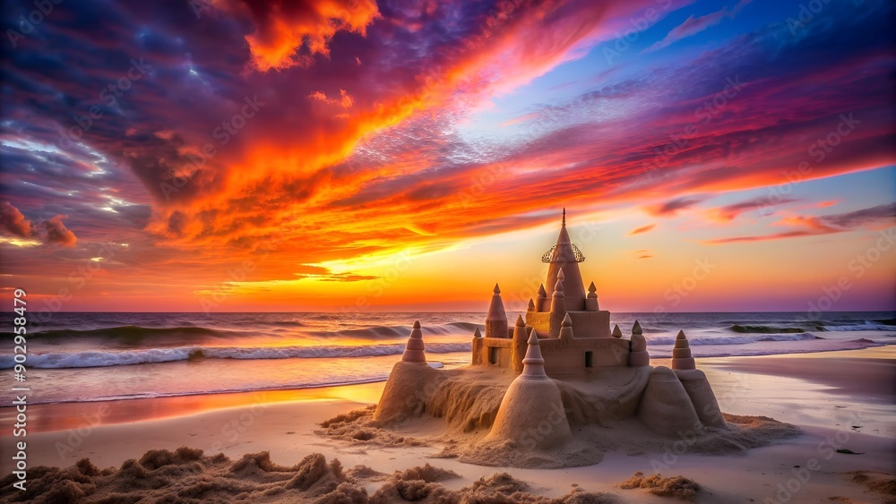 Sunset Hues on a Sandy Shore AI Generated Sunset Hues on a Sandy Shore AI Generated