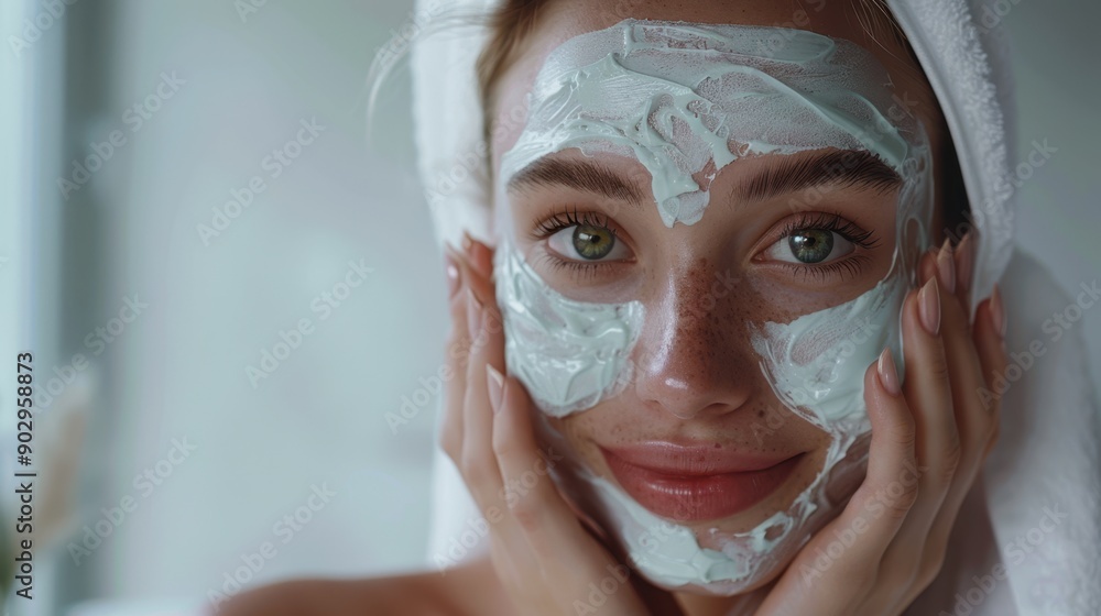 The woman with face mask The woman with face mask