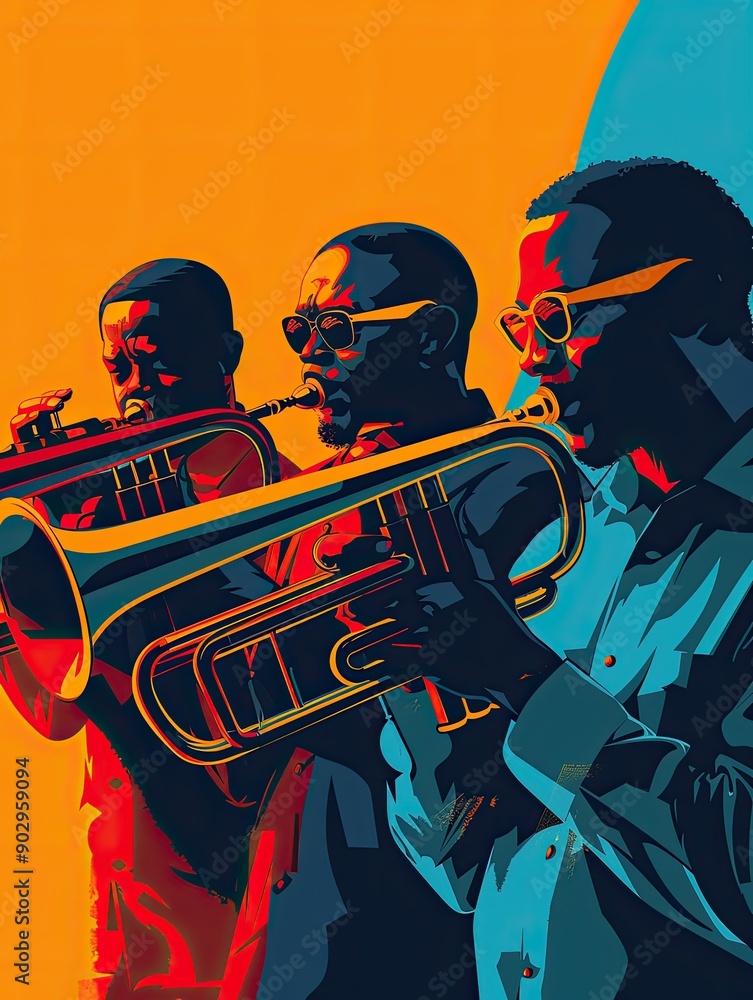 Obraz premium Brass section, powerful horns, flat design illustration