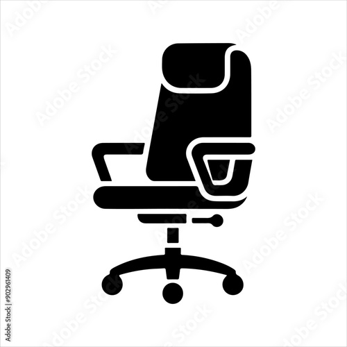 Black office chair vector silhouette on white background. Office chair icon sign illustration design.
