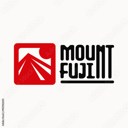 modern simple clean flat minimalist illustration of mount fuji, mountain fujiyama and the red sun sunrise logo with elegant style suitable for content about japan japanese symbol icon mascot character