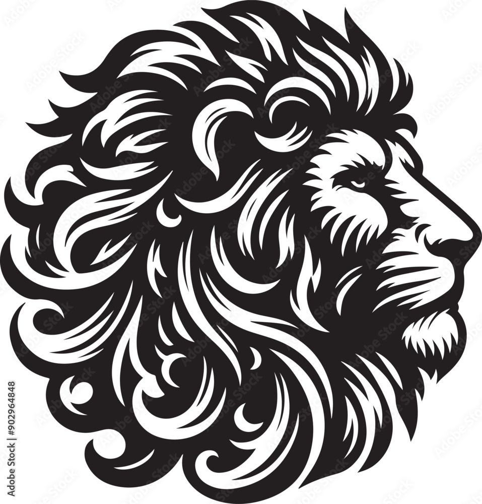 Fototapeta premium Lion head silhouette vector art illustration. Lion head vector.
