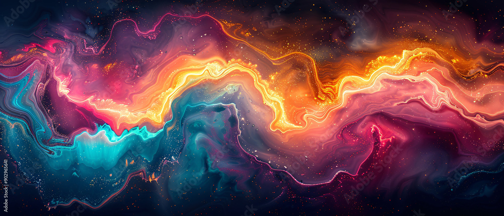 Abstract Cosmic Nebula with Vibrant Colors and Glittering Stars Abstract Cosmic Nebula with Vibrant Colors and Glittering Stars