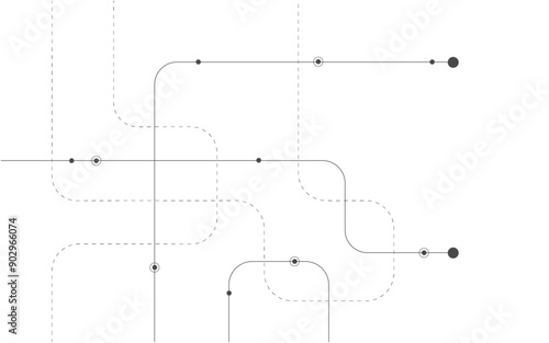 Abstract geometric Circuit connect lines and dots ,vecter ,white background, bending, Abstract background, dots and lines on a white background.
