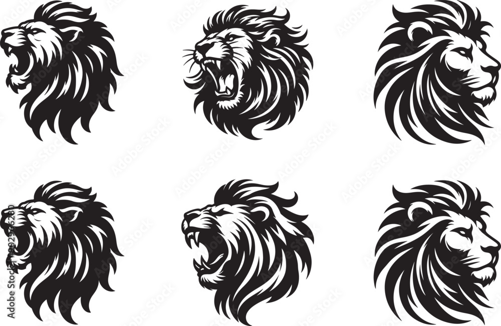 Lion head silhouette vector art illustration. Lion head vector.