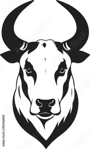 black and white bull, A Bull Head silhouette vector 