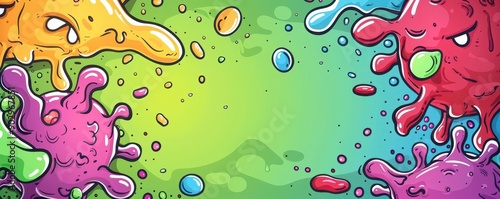 Dangerous cellular bacteria, flat design, top view, medical theme, cartoon drawing, vivid
