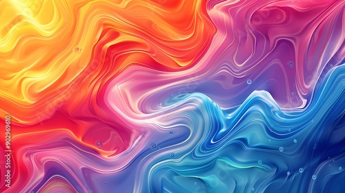 Vibrant Abstract Fluid Art in Warm and Cool Colors Background Wallpaper