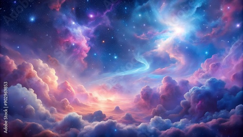 Celestial Tapestry: A Dream of Shimmering Clouds  Generative AI photo